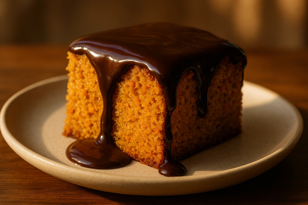 🥕🍫 Bolo de Cenoura Fit com Calda de Chocolate Amargo