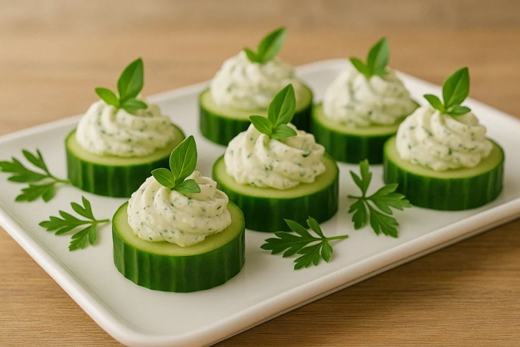 Canapés de Pepino com Creme de Ricota e Ervas: Entrada Leve, Low Carb e Refrescante!