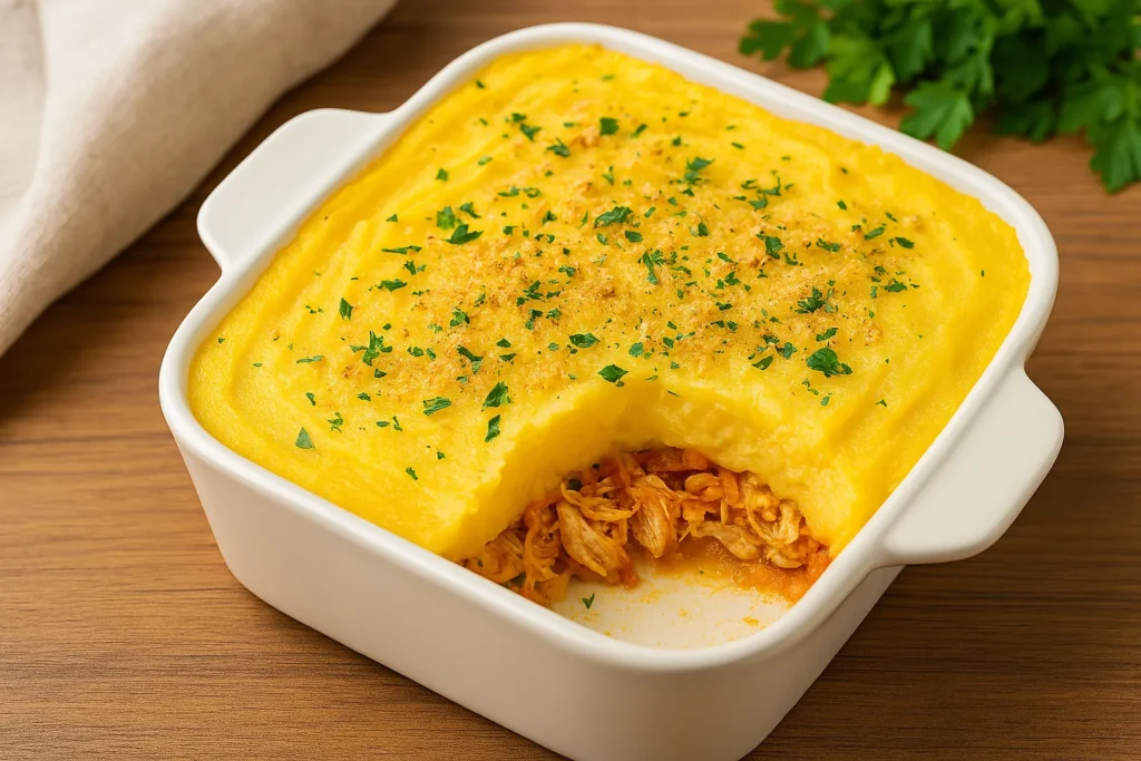 Escondidinho Fit de Mandioquinha com Frango Desfiado – Cremoso, Saudável e Perfeito para a Páscoa