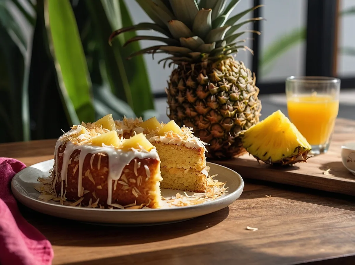 Bolo de Abacaxi com Coco Fit – Refrescante, Sem Açúcar e Cheio de Sabor Tropical