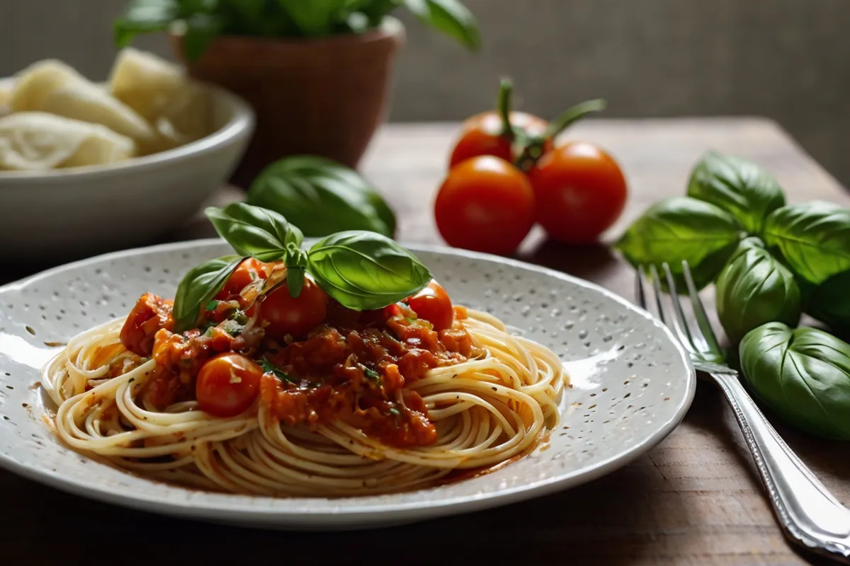 🍝 Espaguete de Pupunha com Molho de Tomate Rústico: Leve, Saboroso e 100% Natural