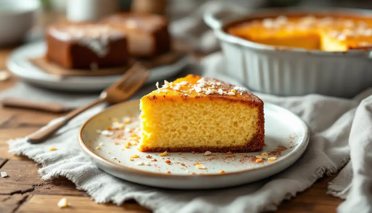 Bolo de Fubá Cremoso Fit com Coco