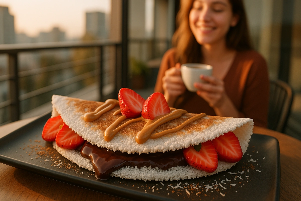 🍫 Crepioca Recheada de Chocolate 70% Que Vicia Sem Culpa