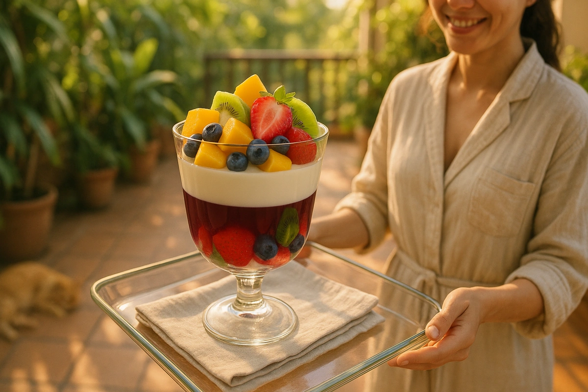🍓 Gelatina Natural com Iogurte e Frutas: Colorida, Leve e Linda