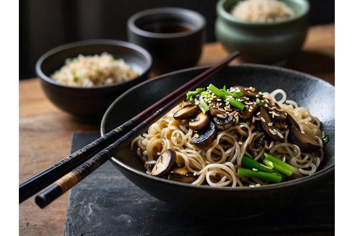 Macarrão Konjac com Cogumelos e Shoyu Light (Low Carb)