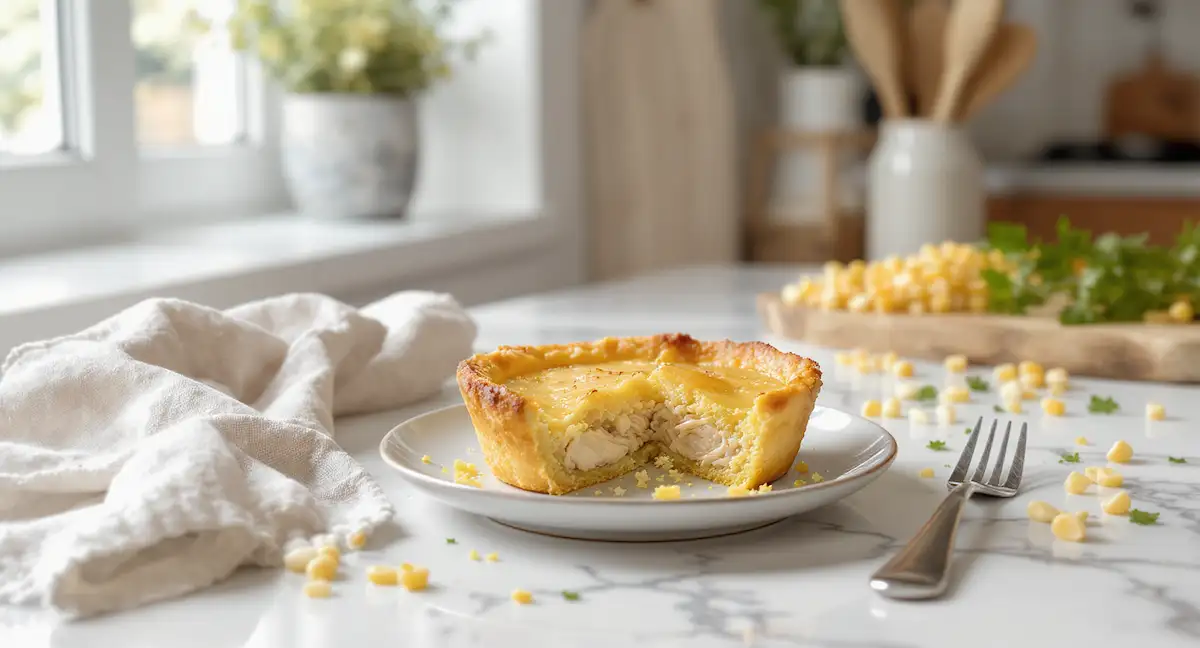 Mini Torta de Fubá com Recheio de Frango Desfiado