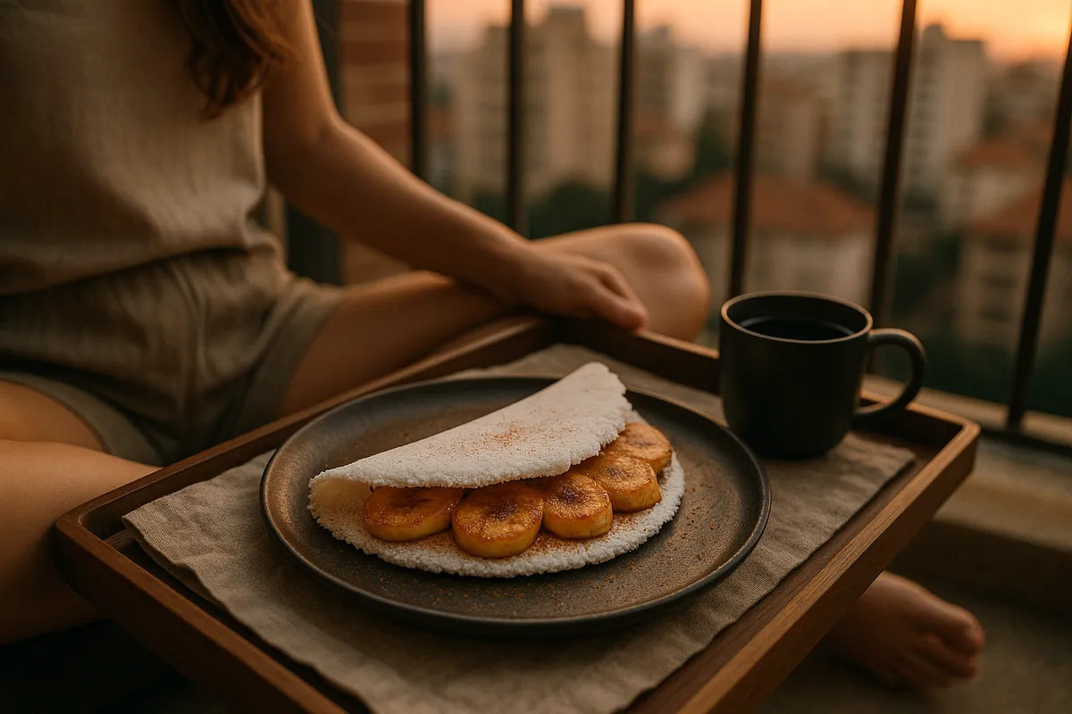 🍌 Tapioca de Banana Caramelizada Com Toque de Canela – Leve, Doce e Naturalmente Irresistível