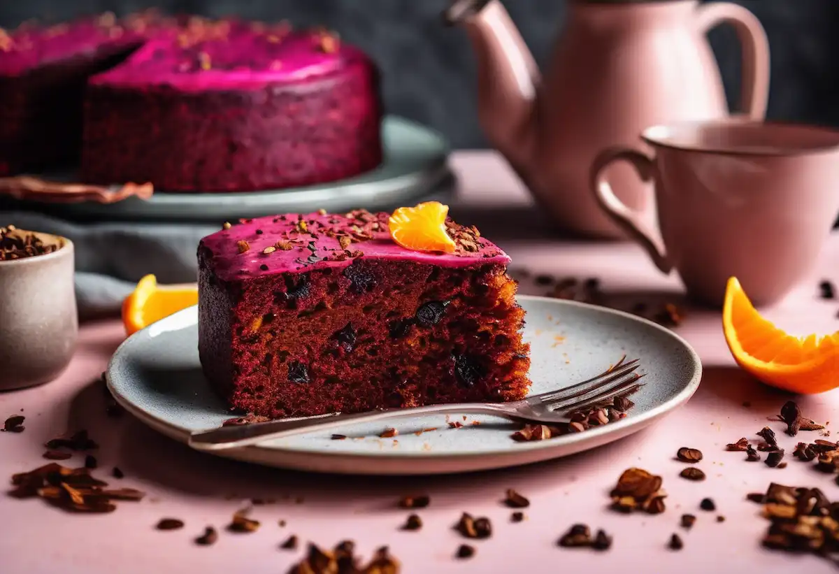 Bolo de Beterraba com Laranja e Cacau