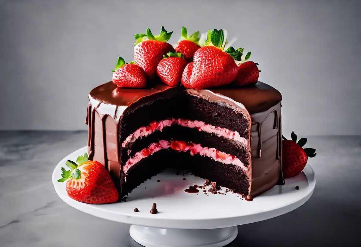 Bolo de Chocolate com Recheio de Morango Fit