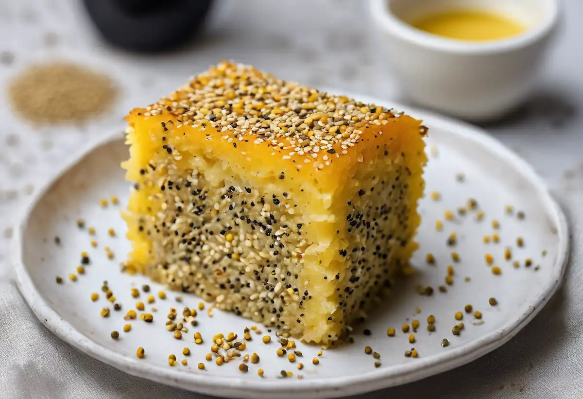 Bolo de Fubá com Chia e Gergelim