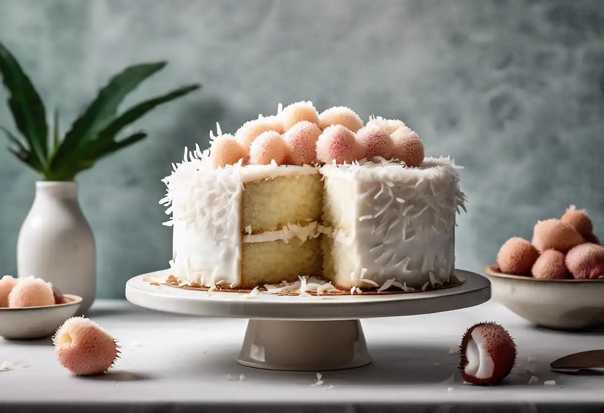 Bolo de Lichia com Coco Light