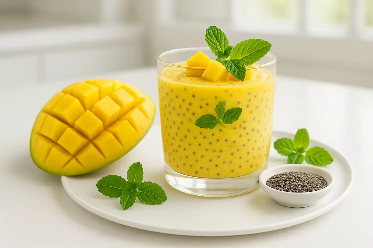 Creme de Manga com Chia e Hortelã