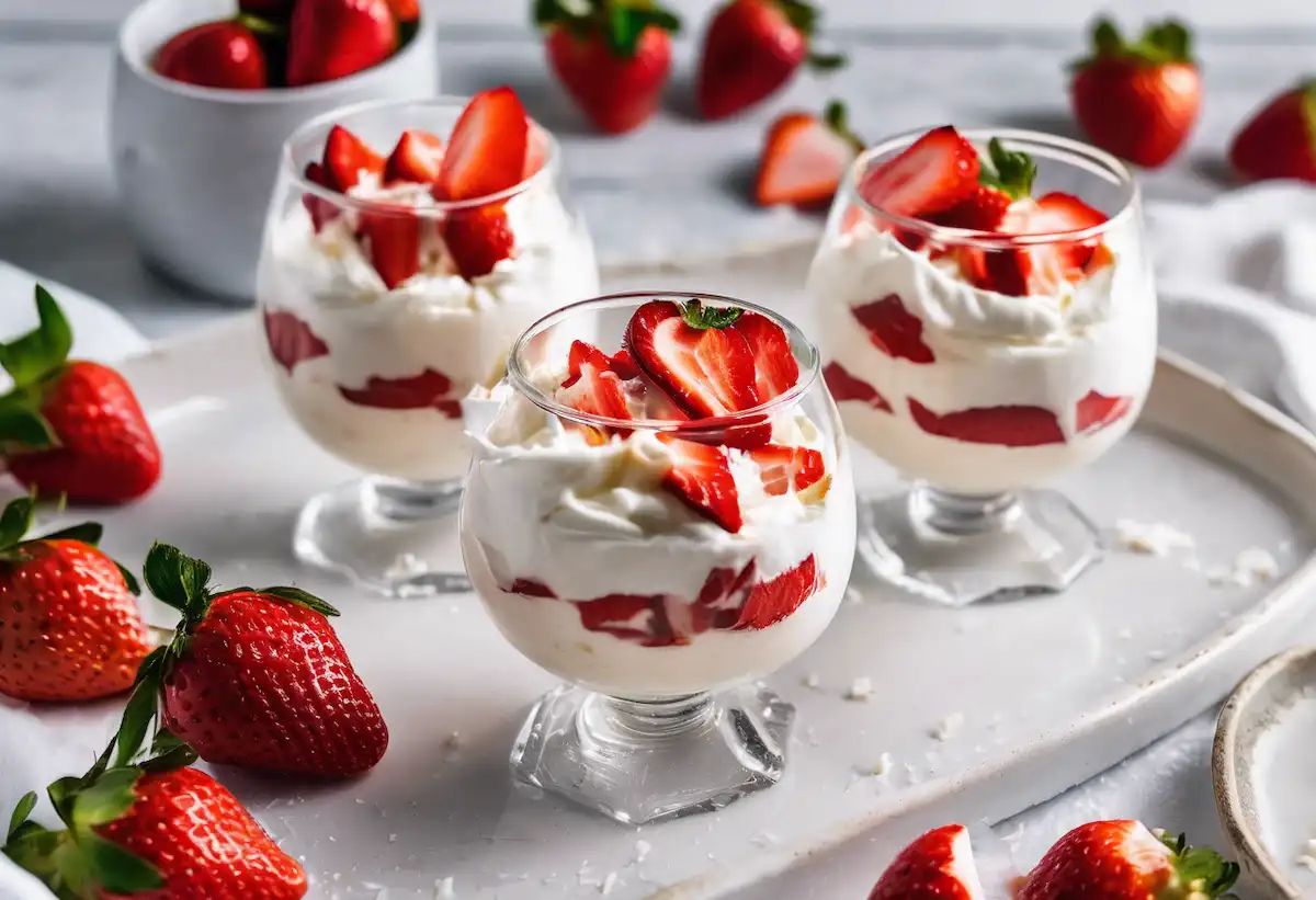 Creme Proteico de Coco com Morango