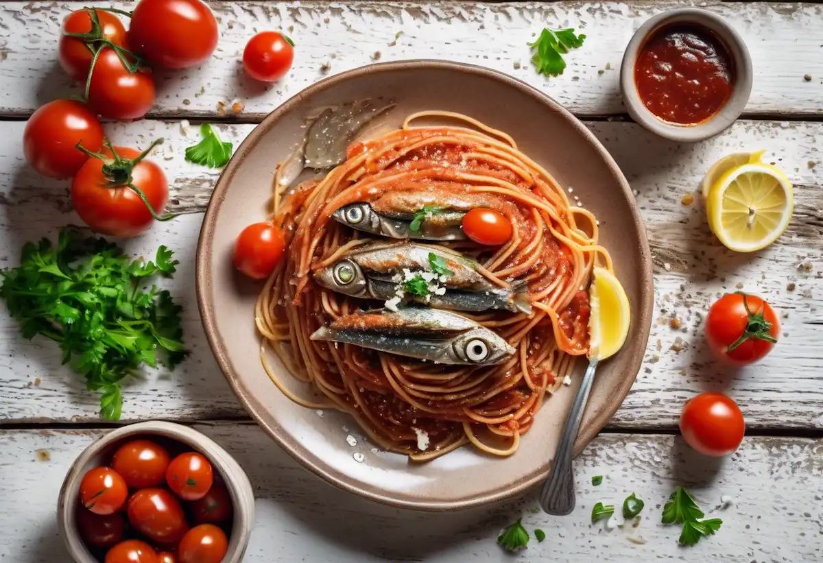 Espaguete Integral ao Molho de Tomate com Sardinha Fit