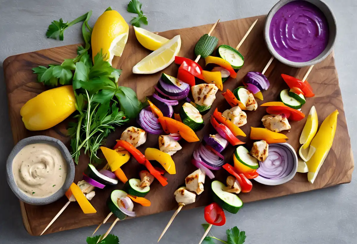 Espetinho de Frango com Legumes na Air Fryer