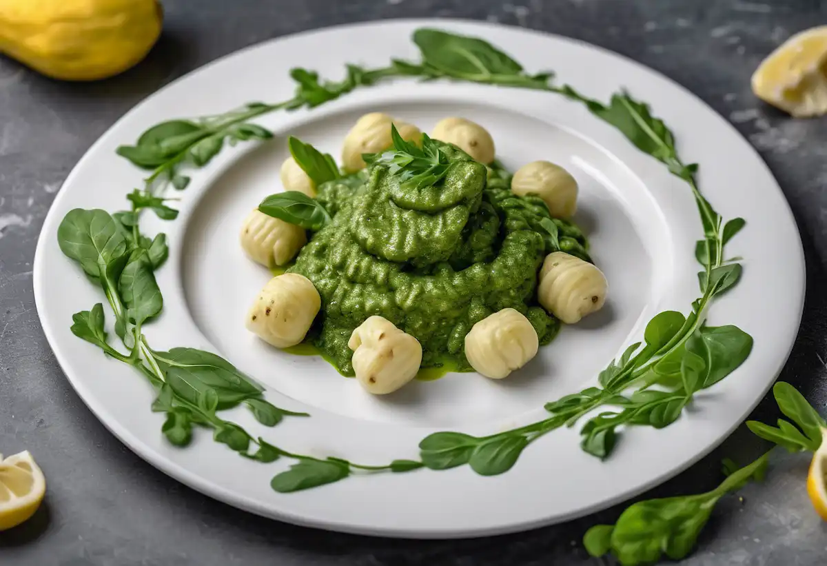 Nhoque de Mandioquinha com Molho Pesto de Rúcula