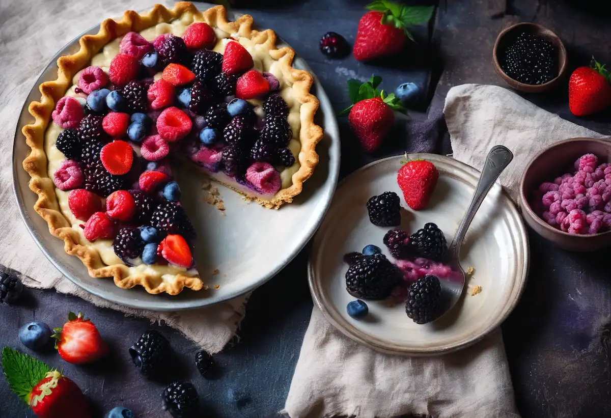 Torta de Frutas Vermelhas com Massa de Aveia