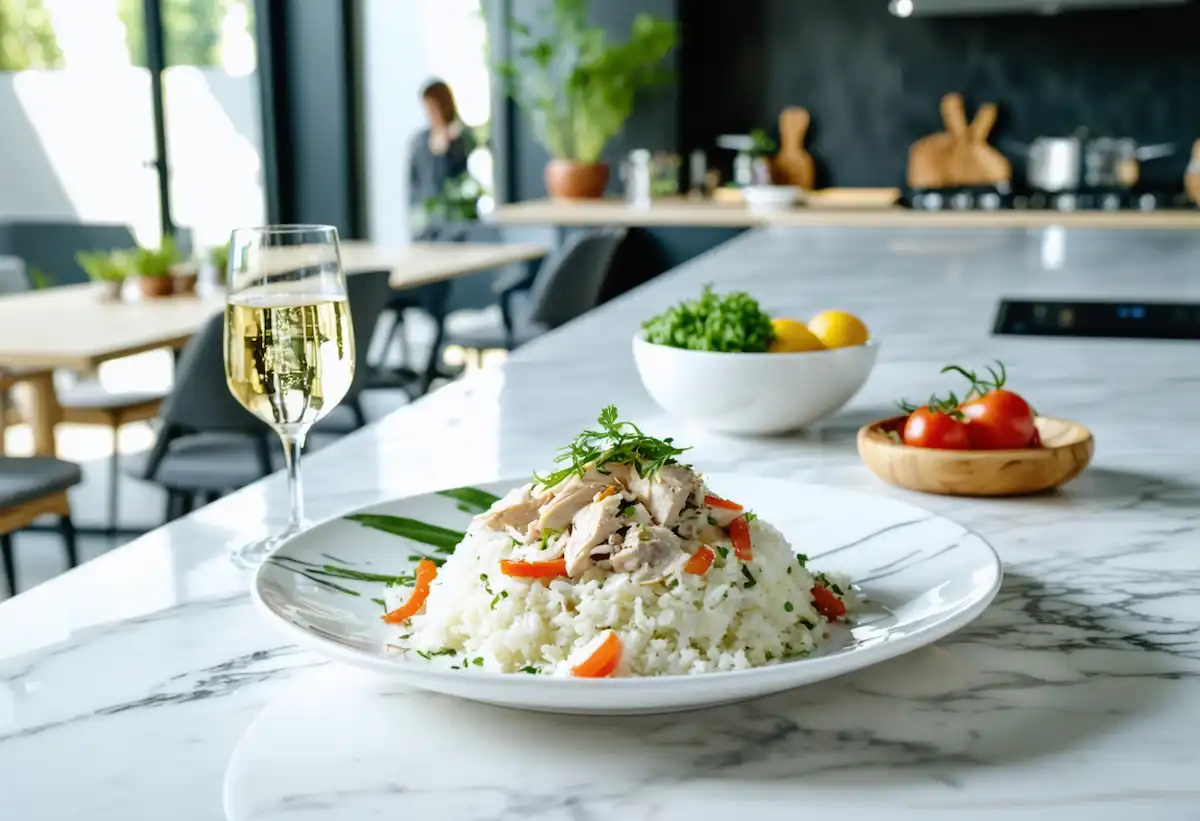 🥦 Arroz Cremoso de Couve-flor com Frango: Uma Refeição Leve, Rica em Proteína e Pronta em 15 Minutos