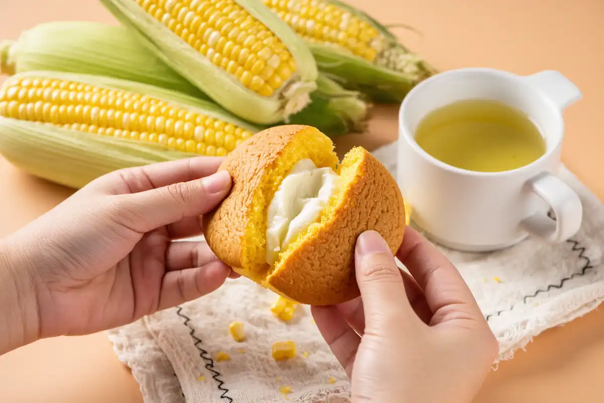 Bolinho de Milho com Recheio de Queijo Cottage