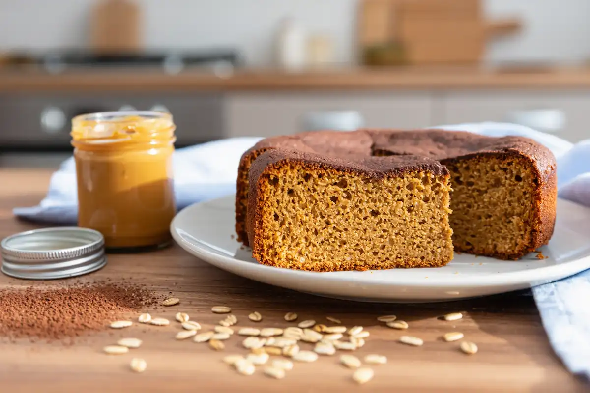 Bolo de Aveia com Pasta de Amendoim e Cacau