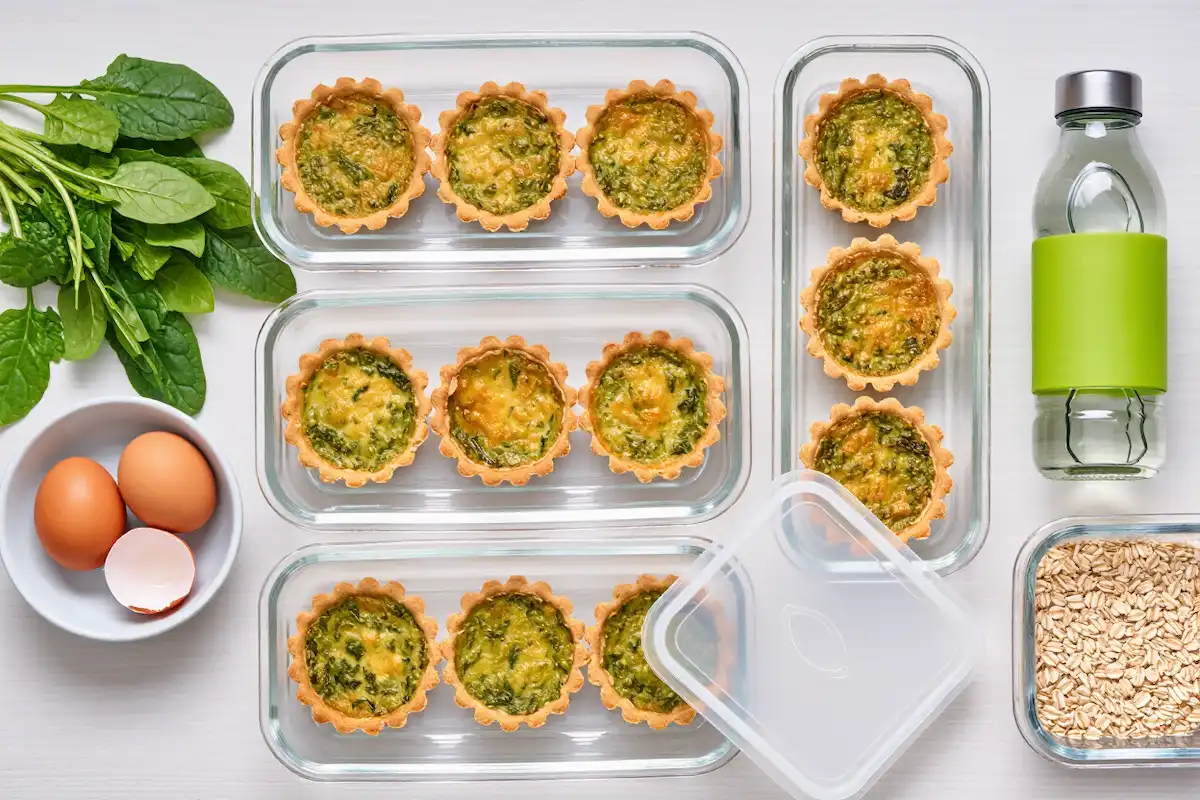 Mini Quiches de Espinafre com Aveia