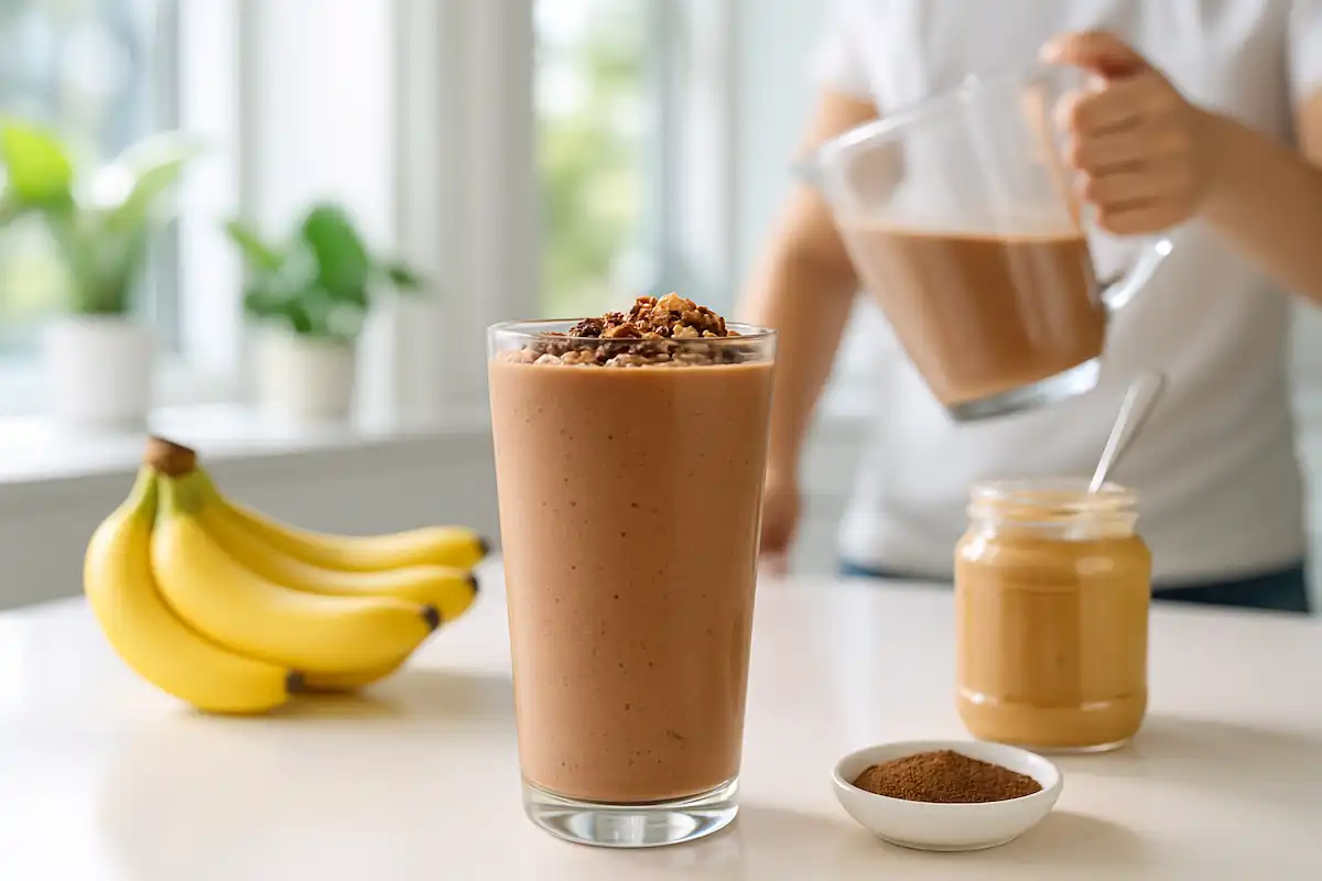 🥜 Smoothie de Amendoim com Banana e Cacau: Energia Limpa e Sabor Cremoso em um Copo