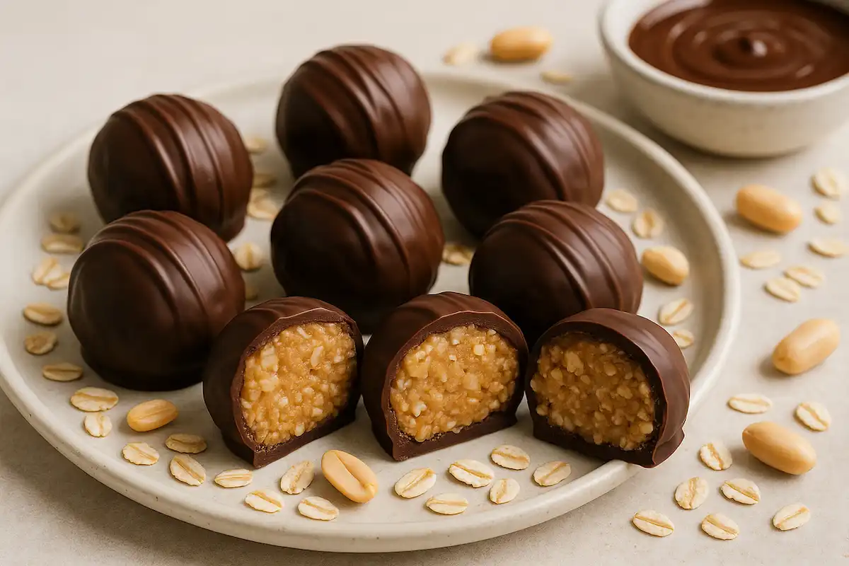 🍫 Trufa Saudável com Amendoim, Aveia e Chocolate 70%