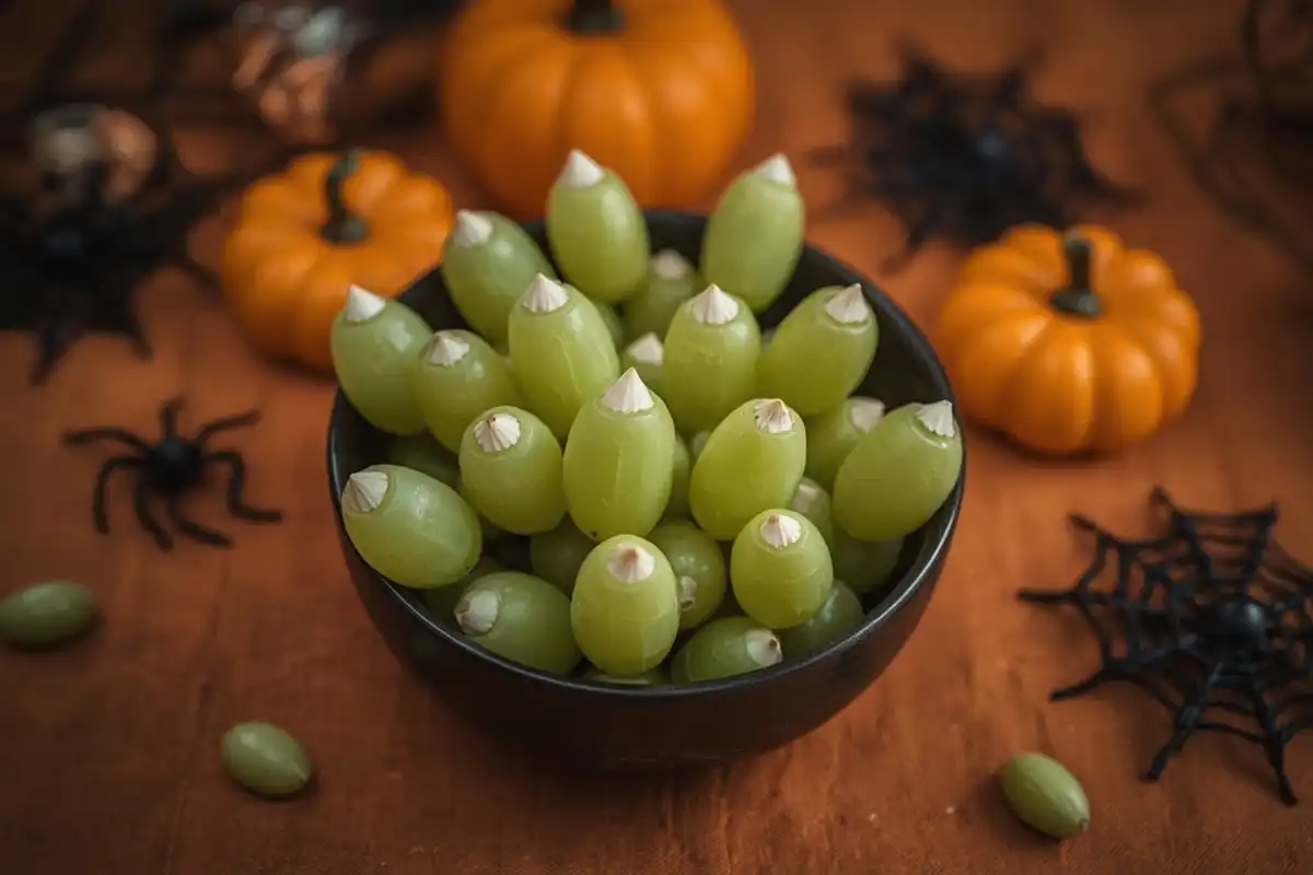 Dedos de Bruxa feitos com Uvas e Amêndoas: O Snack Fit que Assusta a Fome