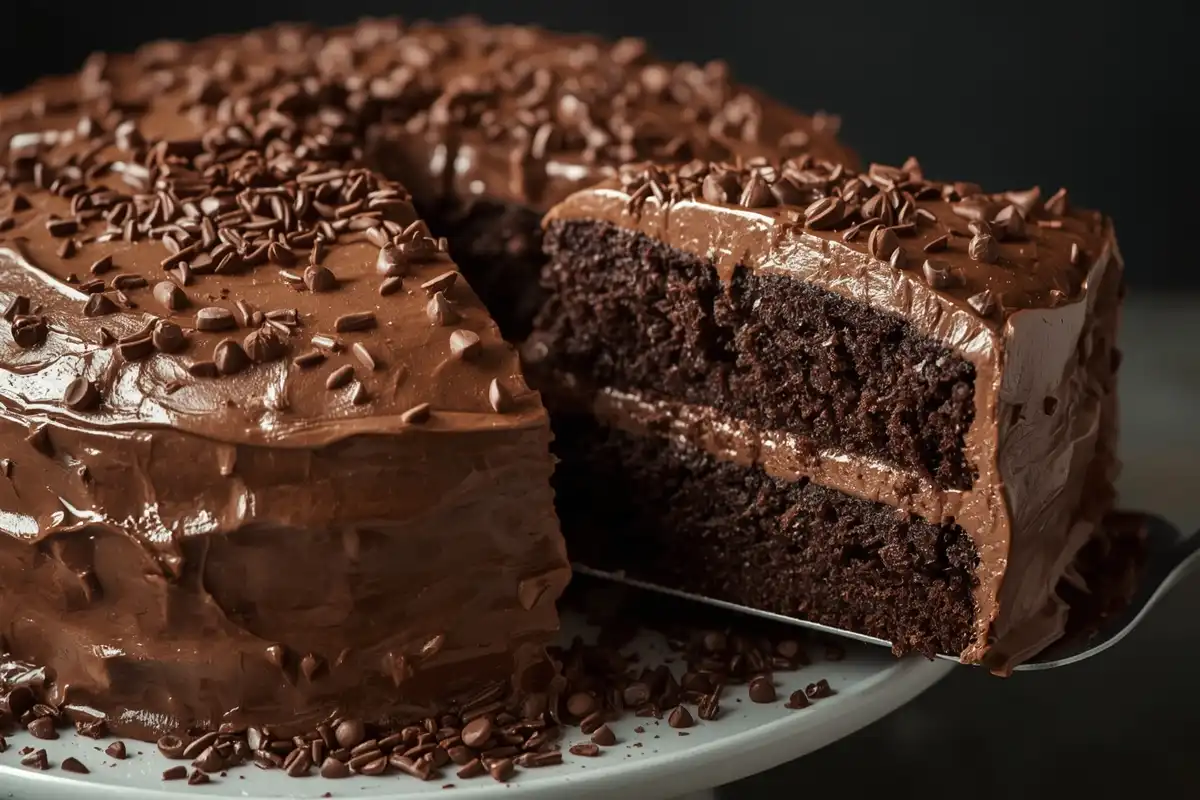 A receita de bolo de chocolate molhadinho com cobertura de brigadeiro