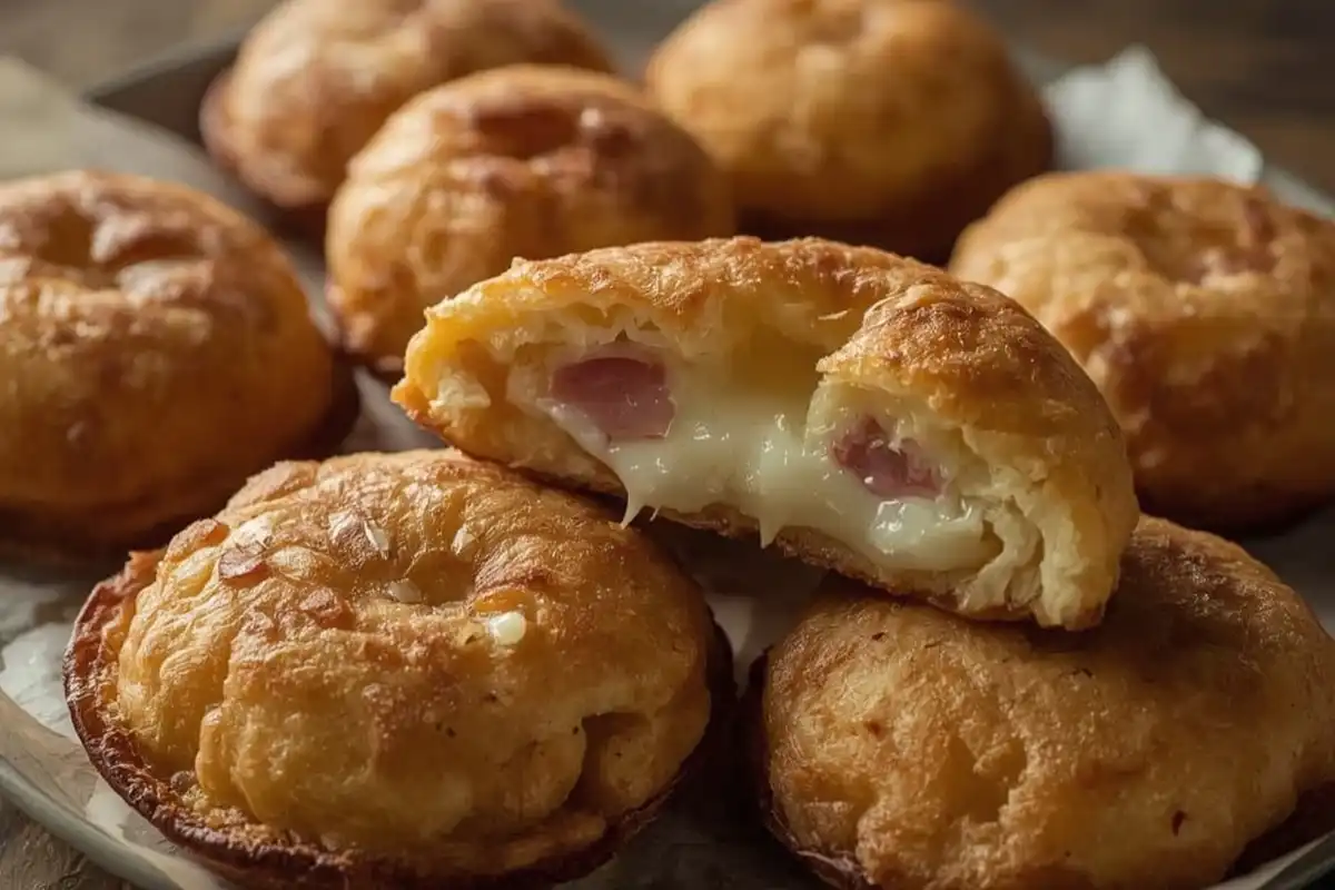 A Receita de Fogazza Frita de Queijo e Presunto