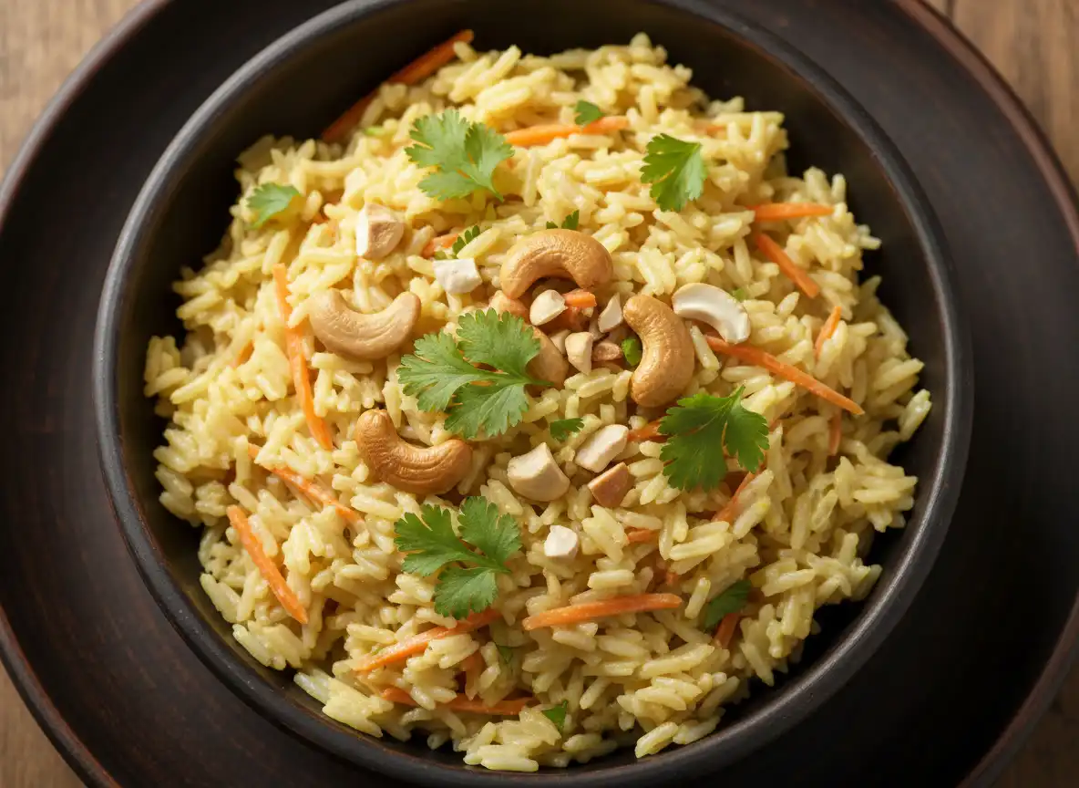 Arroz de Coco Integral com Cenoura Ralada e Castanha de Caju