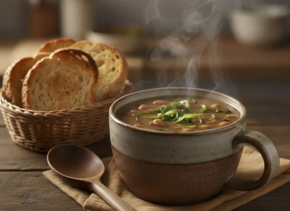 Caldinho Fit de Feijão com Couve e Alho Assado