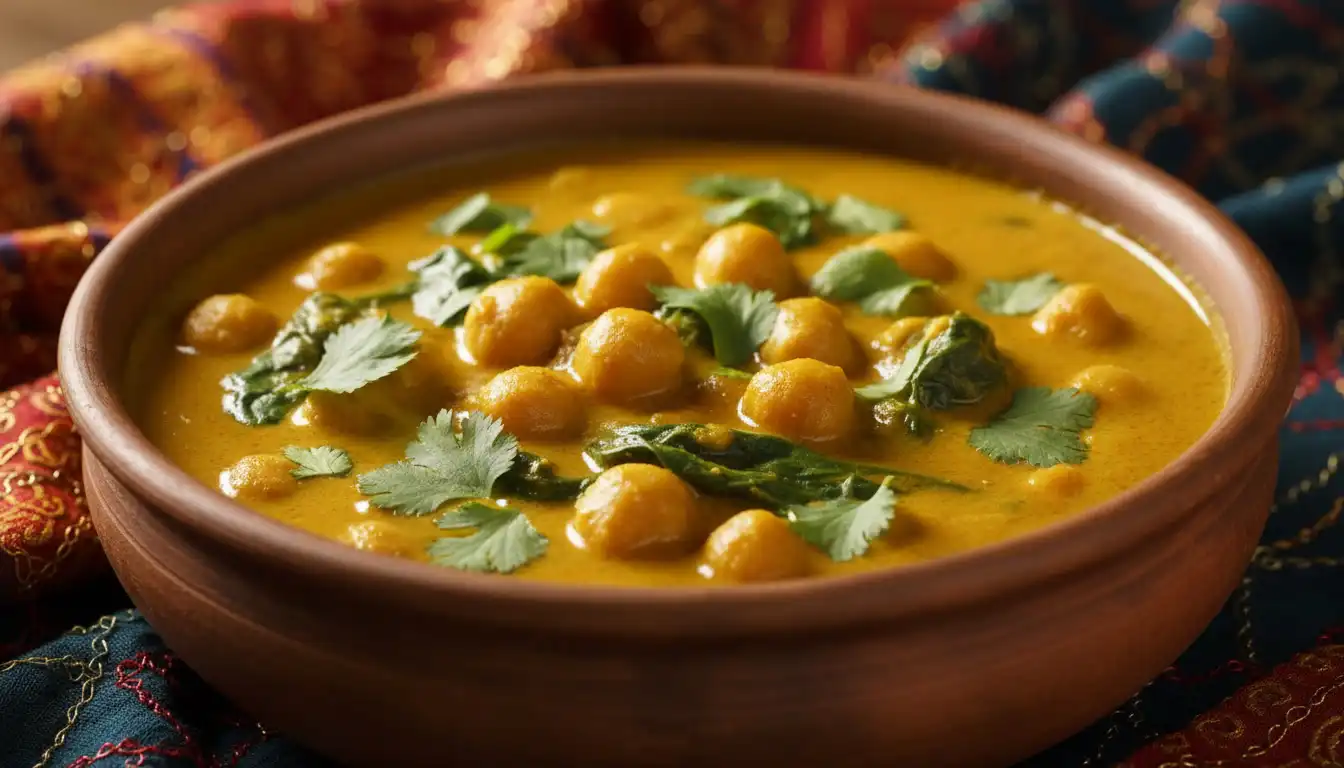 Currinho Fit de Grão-de-Bico com Espinafre e Leite de Coco Light