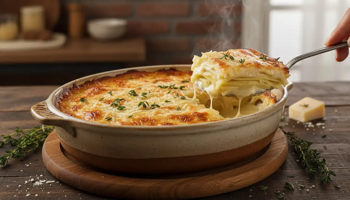 Gratinado Fit de Mandioquinha com Leite de Coco e Noz-Moscada