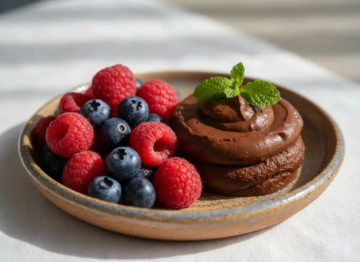 Mousse Proteica de Chocolate Amargo com Hortelã (sem açúcar)