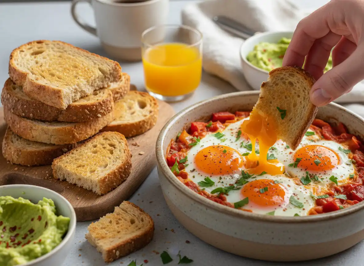 Ovos ao Forno com Tomate-Cereja, Ricota e Manjericão