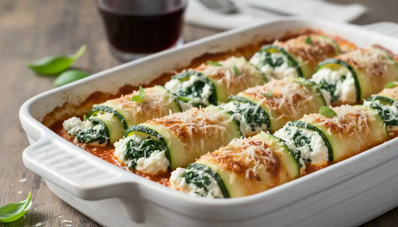 Rolinhos de Abobrinha Recheados com Ricota, Espinafre e Noz-Moscada