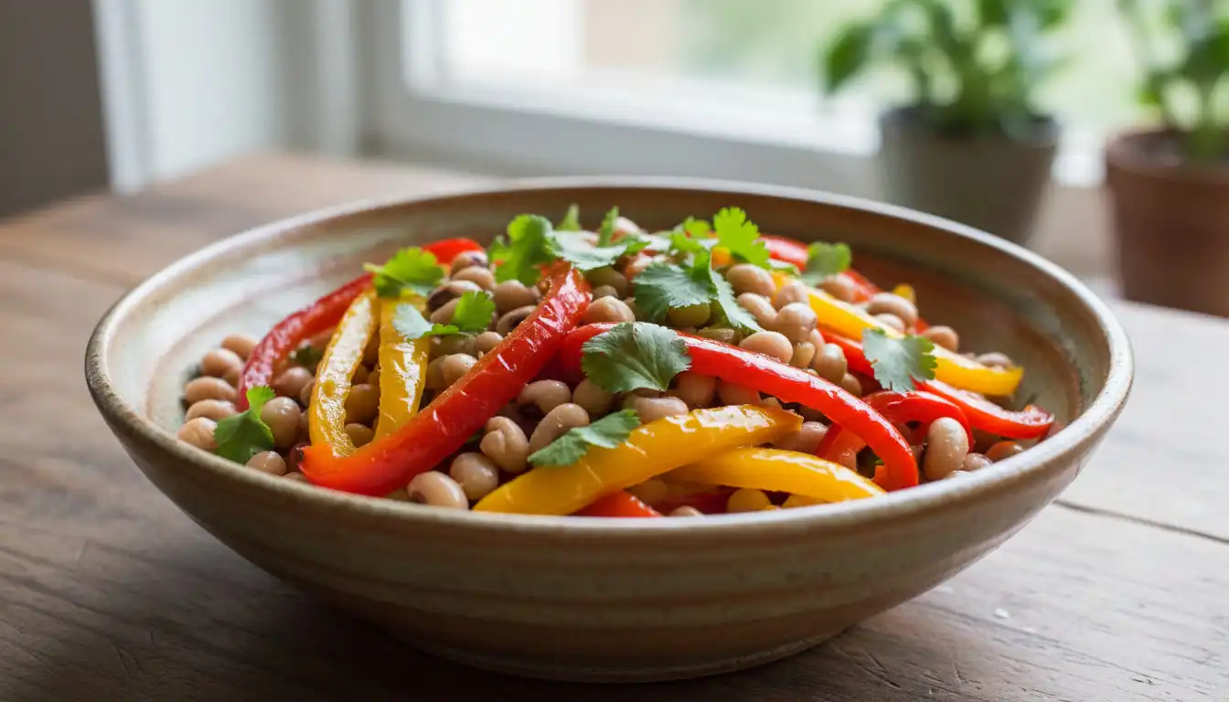 Salada Morna de Feijão-Fradinho com Pimentões Assados e Limão