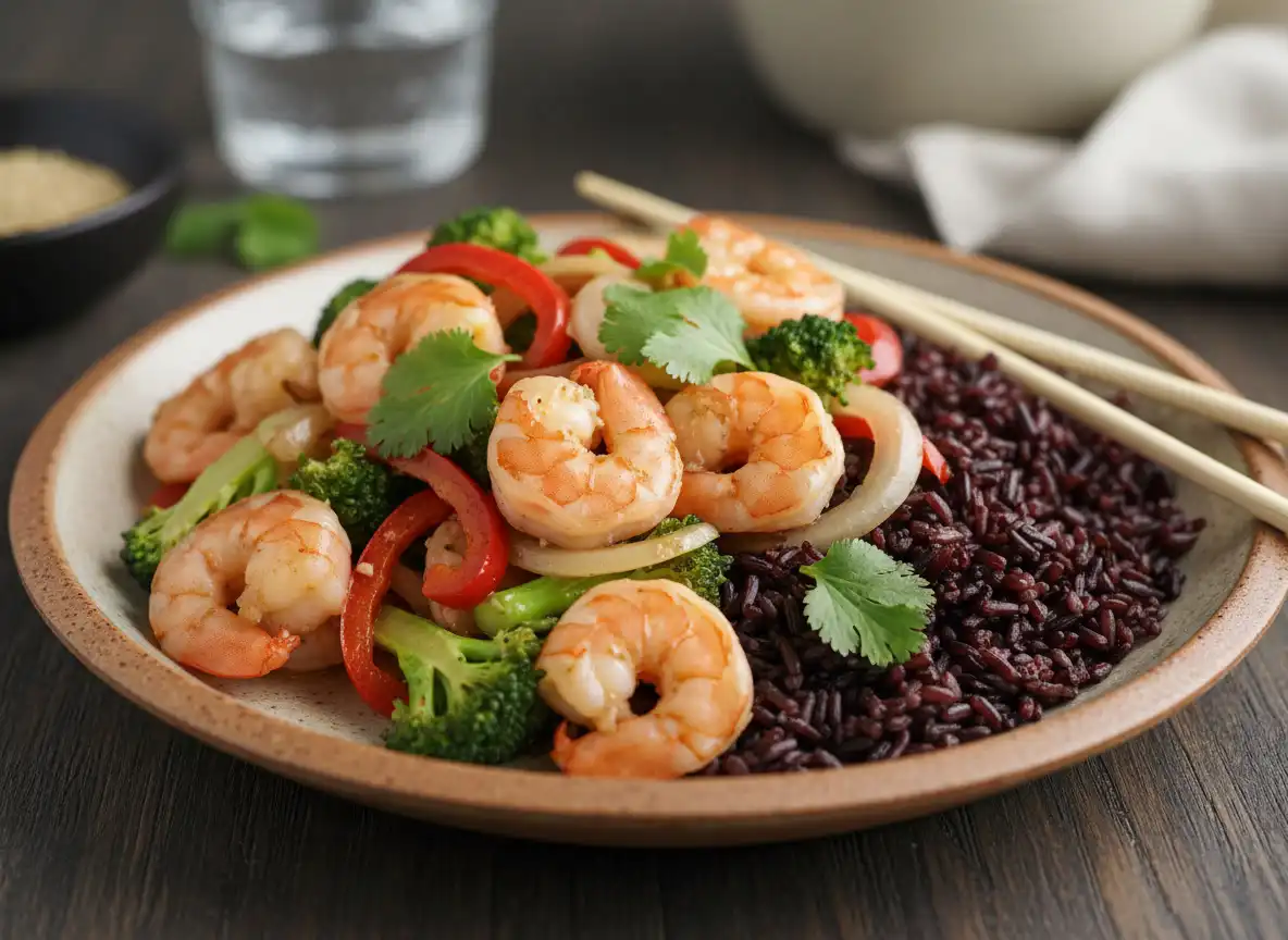 Salteado Fit de Camarão com Vagem Francesa e Limão Siciliano