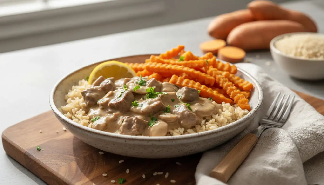 Strogonoff Fit de Carne Magra com Iogurte Natural e Páprica