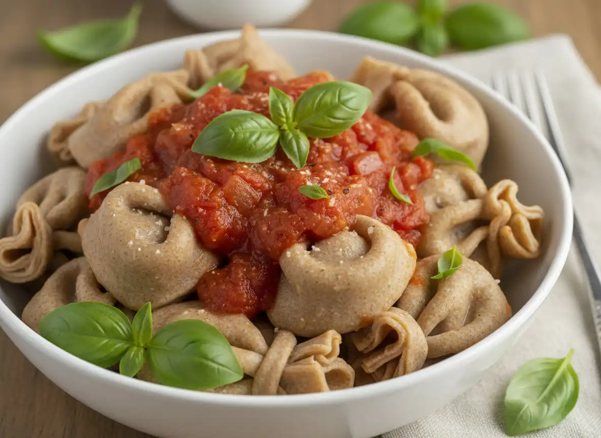 Trouxinhas de Massa Integral com Legumes e Molho Caseiro